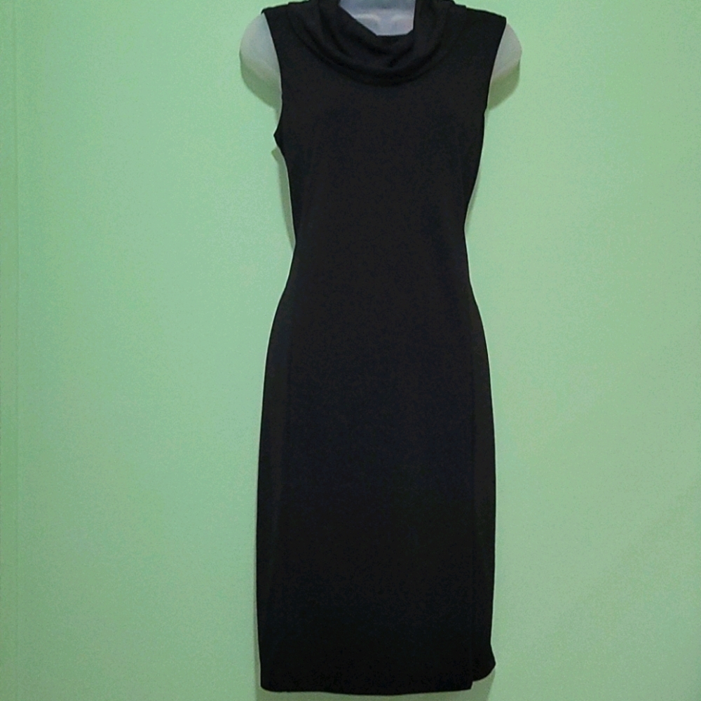 Liz Claiborne Black Cowl Neck Shift Dress